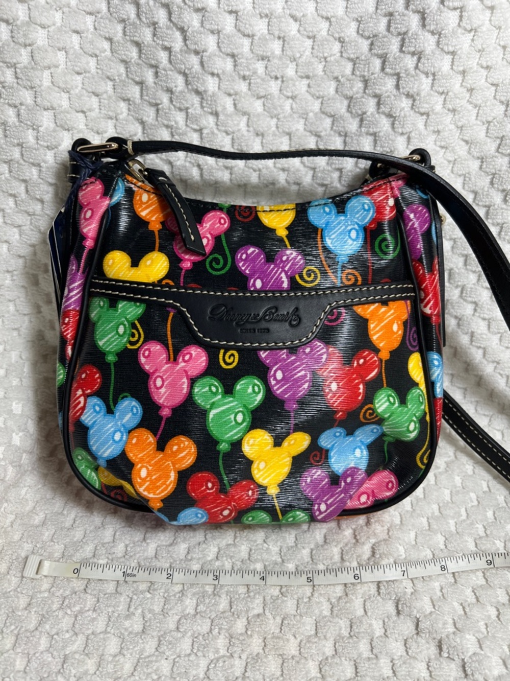 Dooney & Bourke Black Crossbody with Bright Multi Mickey Balloon Print - Picture 2 of 10